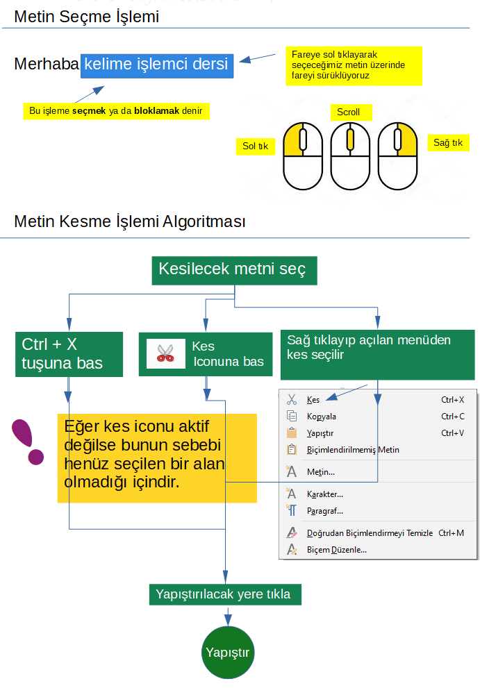 Kes, Kopyala, Yapıştır Algoritmaları