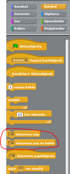 Scratchda Duyuru Yapma Özelliği