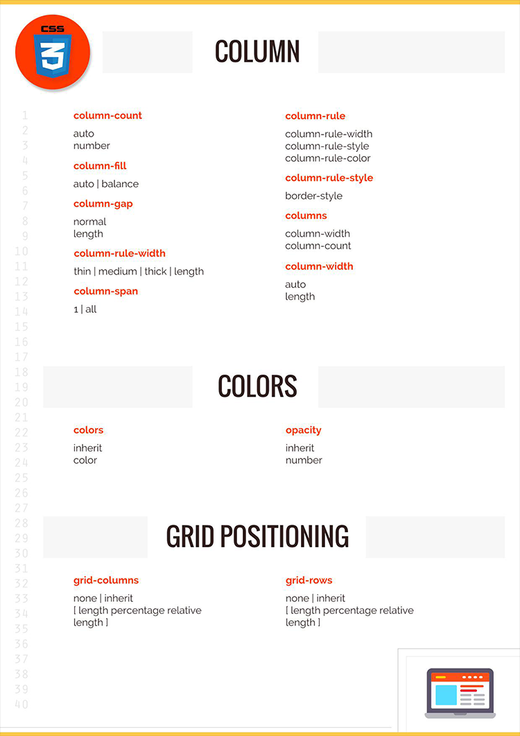 CSS Komutları Tablosu (CSS Sheets)