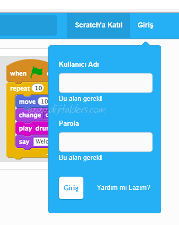 Scratch Hesabı Açma ve Uygulamayı Hesapta Tutma