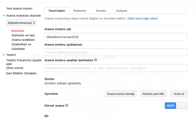 Google Site İçi Arama Motoru