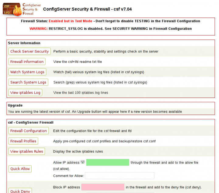 Virtualmin Üzerine CSF ve LFD Firewall Kurulumu