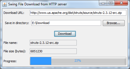 SwingWorker Kullanılanarak Yapılmış Progress Bar'a Sahip Bir Download Uygulama