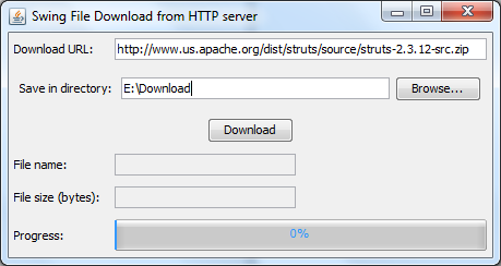 SwingWorker Kullanılanarak Yapılmış Progress Bar'a Sahip Bir Download Uygulama