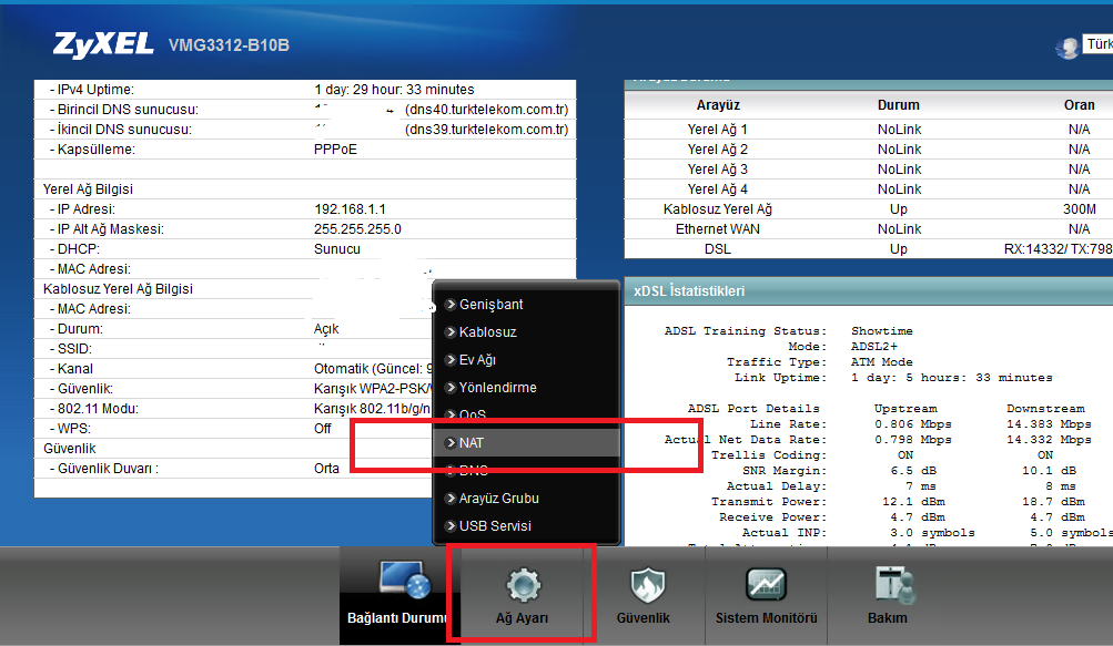 ZYXEL VMG3312-B10A/B10B Modemlerde Port Açma