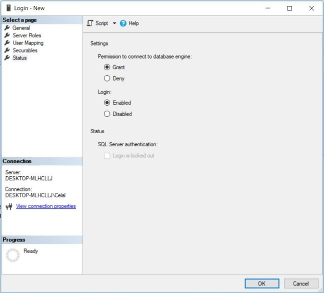 Sql Server Login User Oluşturma Ve Yetkilendirme