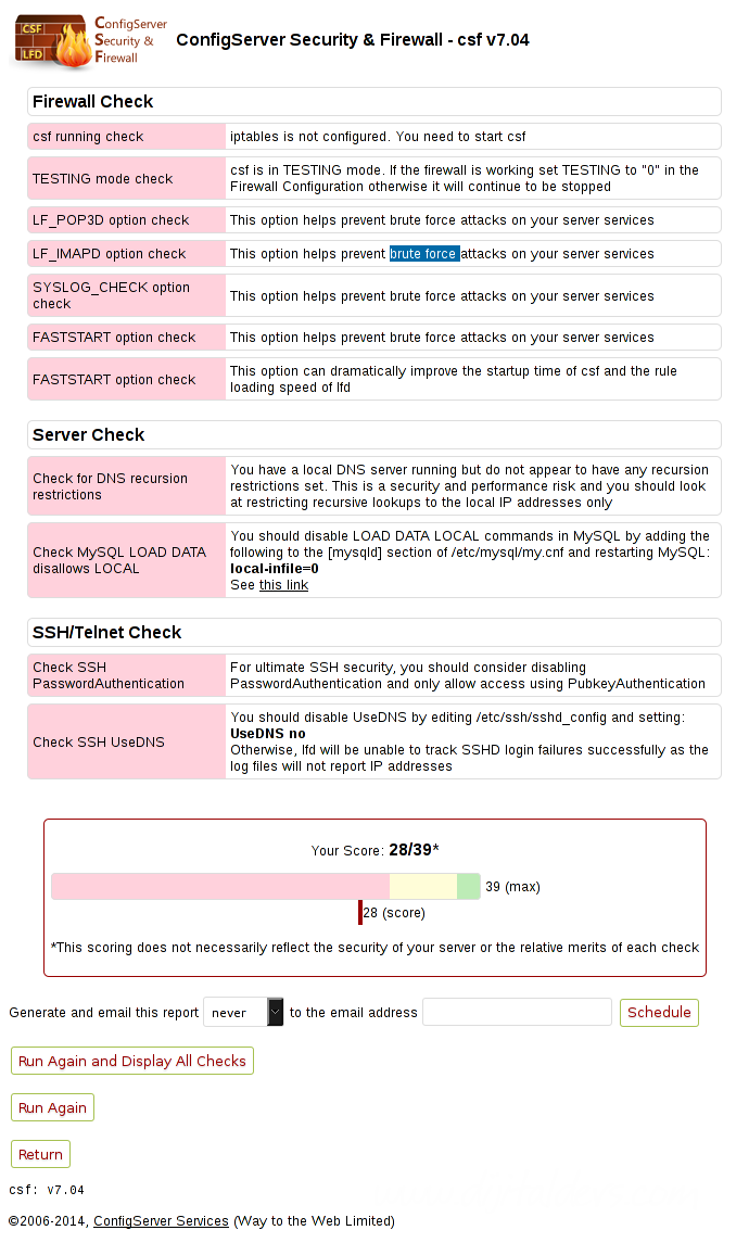 CSF(ConfigServer Security & Firewall) Ayarları